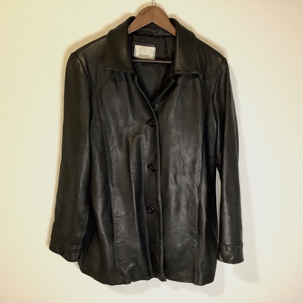 Worthington Genuine Lambskin Women’s Leather Jacket Size L